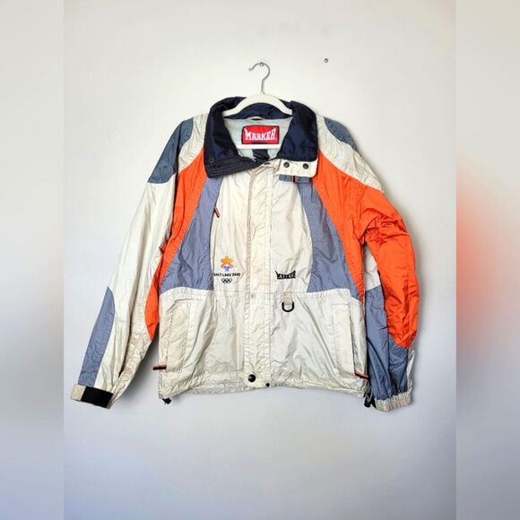 Vintage 2002 Winter Olympics Jacket Windbreaker Marker Orange Gray Nylon Size XS - Picture 1 of 14